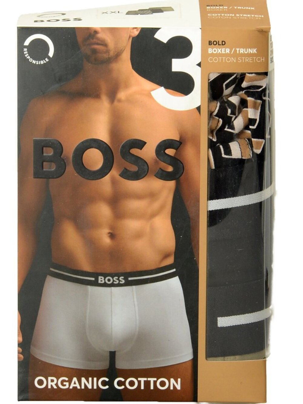 Hugo Boss Men's Bold Design Logo Strap 3Pack Boxer Trunk Underwear US 2XL IT 56